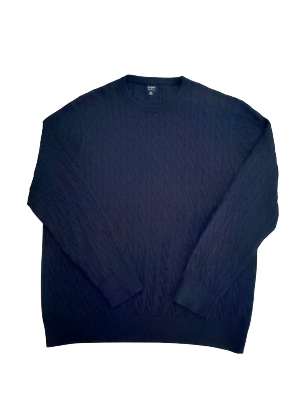 J.Crew Men's Navy Cable-Knit Crewneck Sweater XL 100% Cotton Style #BV493 - Picture 2 of 14